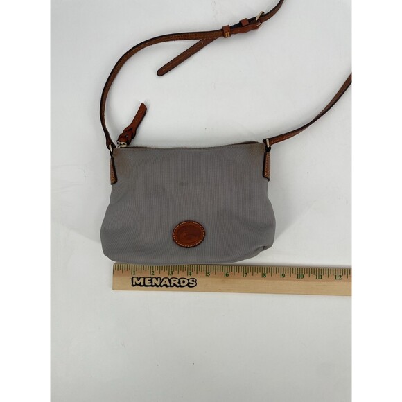 Dooney & Bourke Womens Pouchette Nylon Crossbody Bag Purse Gray Leather Brown - Picture 11 of 16